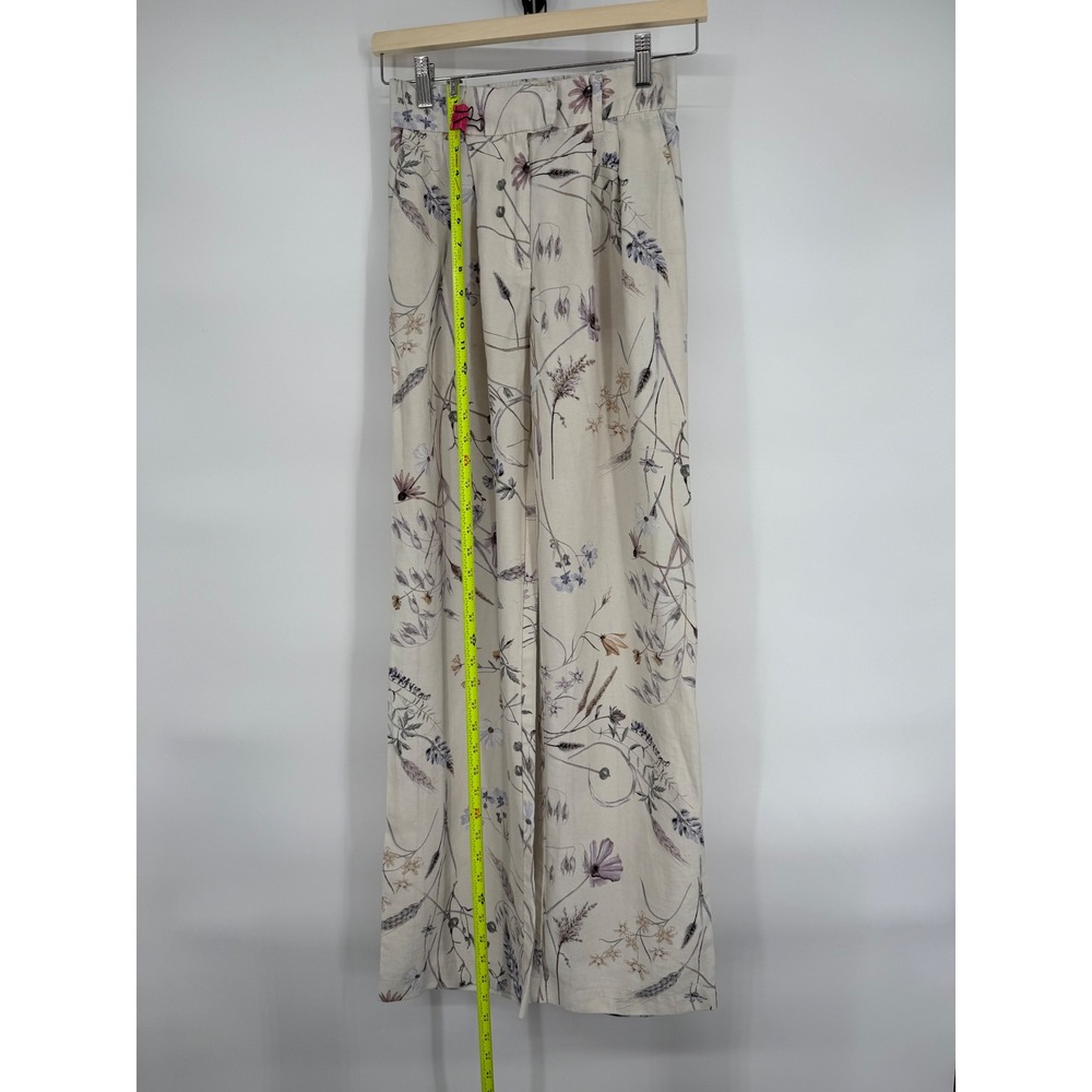 H&M Floral Print Wide Leg Pants Women Beige Lavender Blue Size‎ EUR 34 US 2